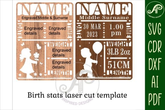 Baby Stats SVG for Signs and Laser Cutting