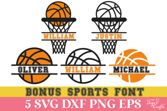 Basketball Split Monogram SVG: Graphics for Crafts