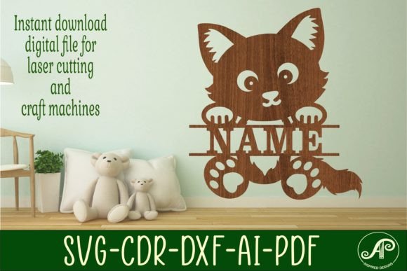 Cute Cat Name Sign SVG for Laser Cutting & Signs