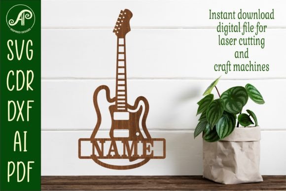 Electric Guitar Sign SVG for Laser Cutting & Signs