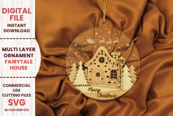 Fairytale House Ornament for Laser Cutting & Winter Amp