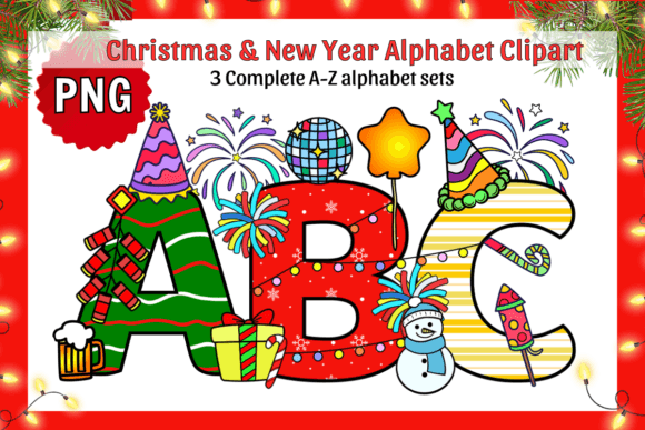 New Year Alphabet Letters PNG Clipart for Crafts & Graphics