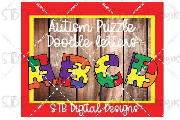 Puzzle Autism Letter Doodles: Graphics for Crafts