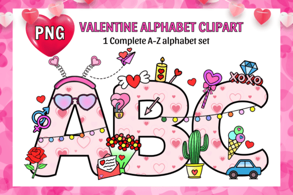 Valentine Alphabet Bundle: Graphics for Crafts