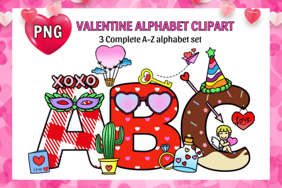 Valentine Alphabet Fonts: Graphics for Crafts