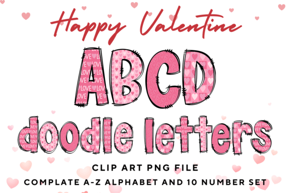 Valentine's Doodle Letters: Graphics & Illustrations